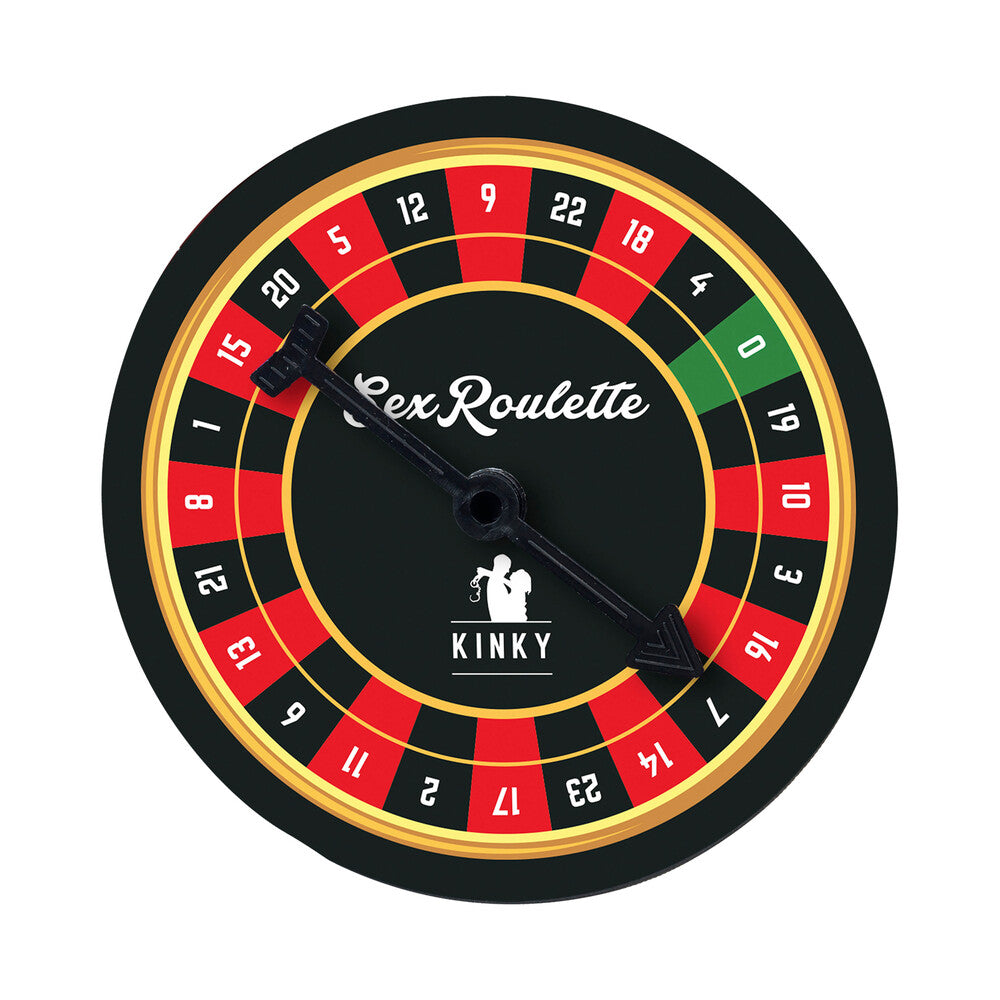 A board game named 'Sex Roulette' with a black, red, and green color scheme, featuring the brand name 'Tease and Please'.