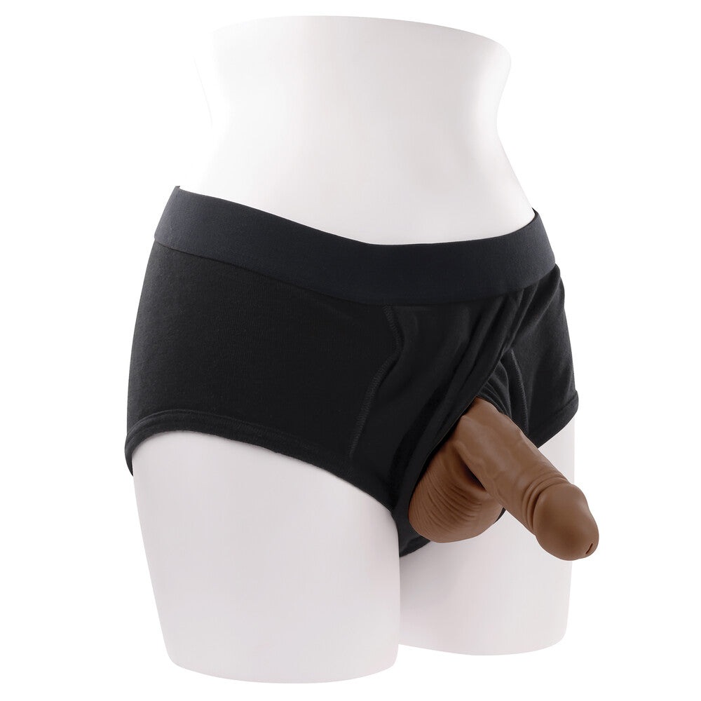 Black underwear on a mannequin with a white background