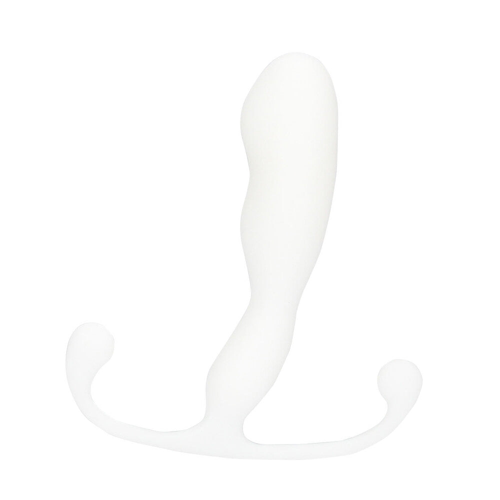 White silicone butt plug on a white background
