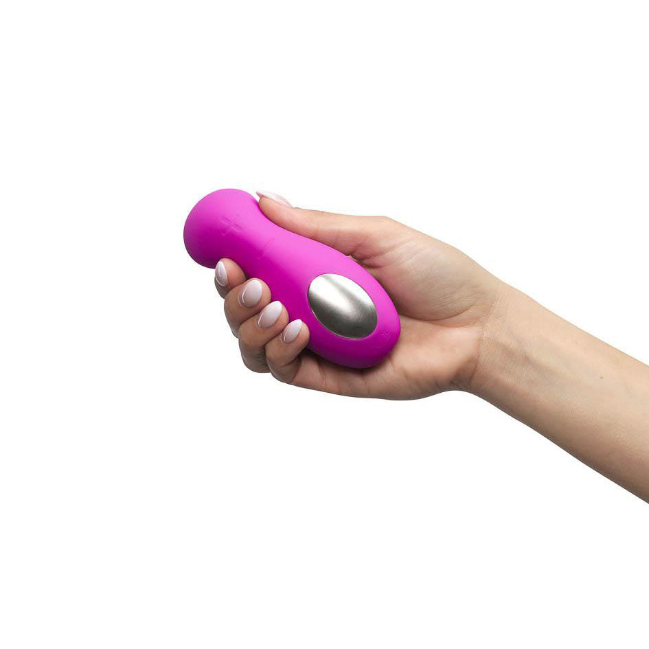 A black handheld stroker with touch-sensitive technology accompanied by a pink handheld clitoral stimulator, also with touch-sensitive technology.