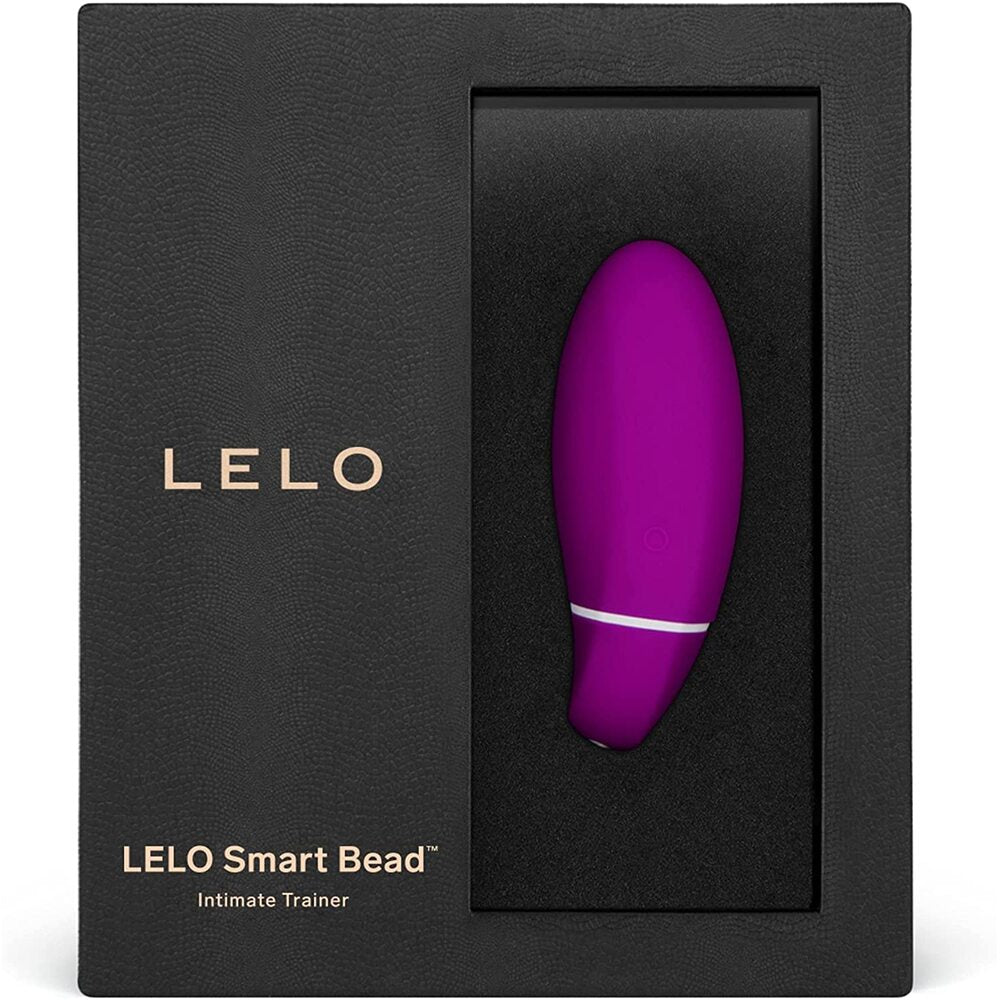 Purple 'LELO Smart Bead' intimate trainer in a black box with 'LELO' branding.