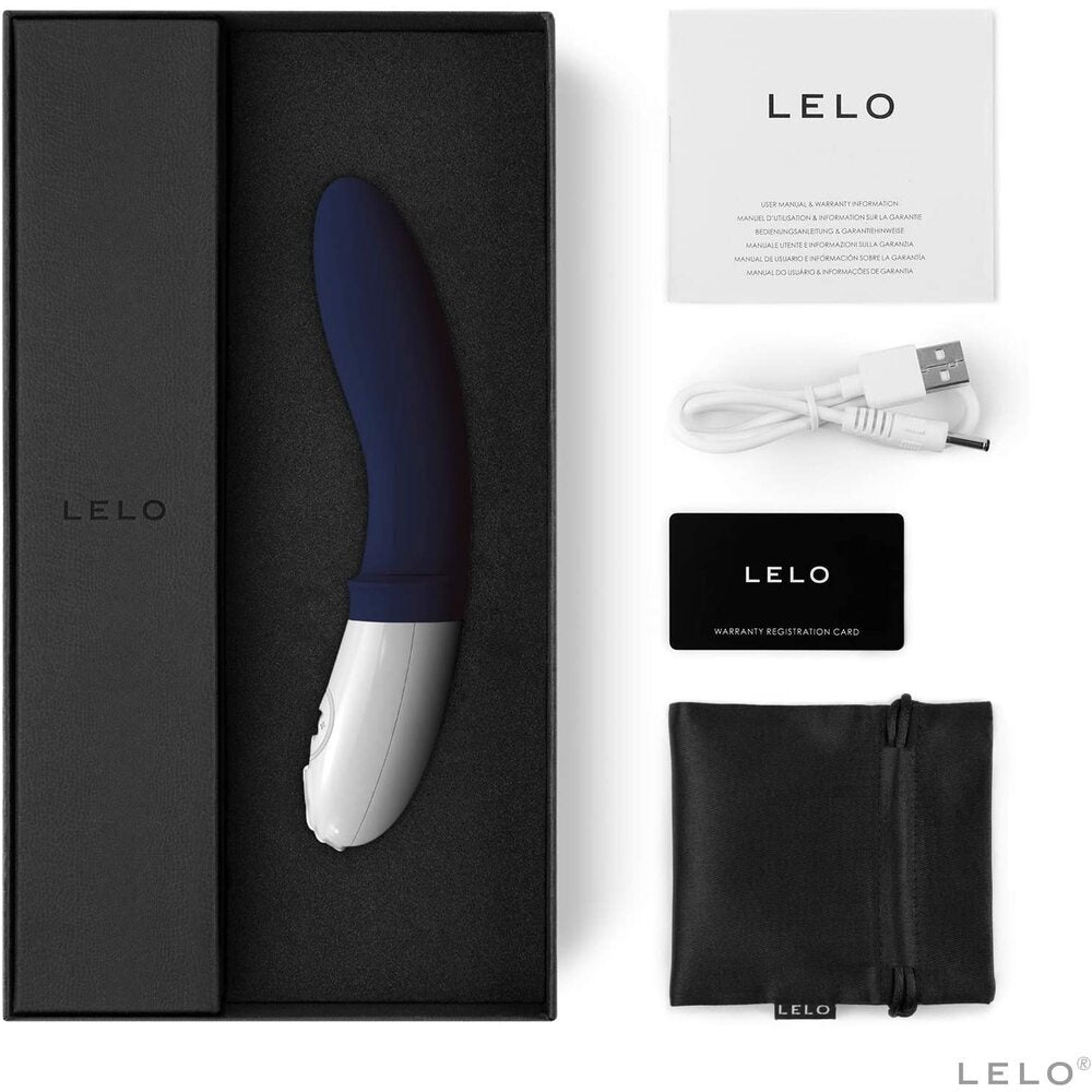 LELO product with packaging, USB cable, and warranty card on a white background