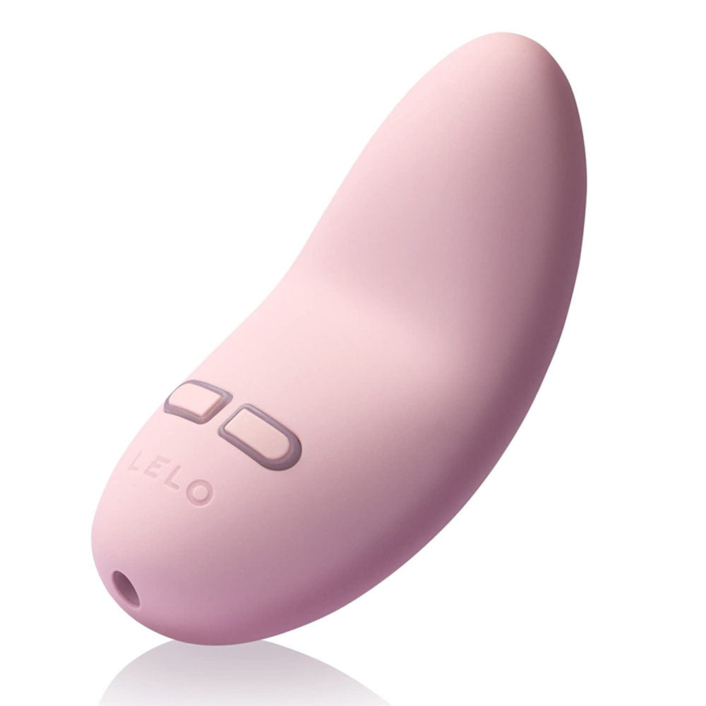 Pink silicone bullet with brand logo on a white background