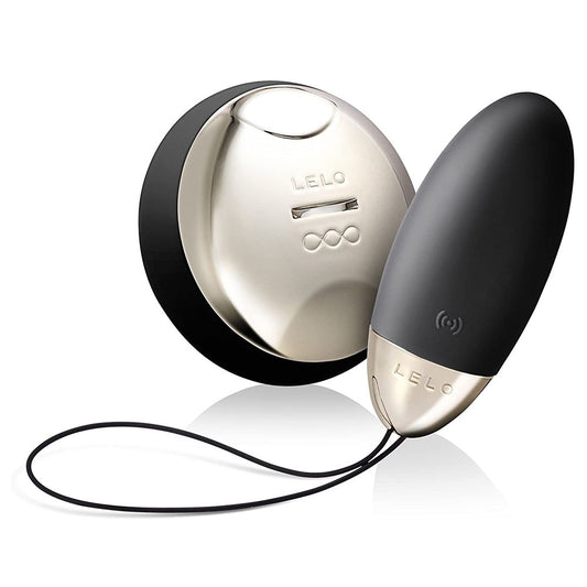 LELO electronic device with black and silver design on a white background