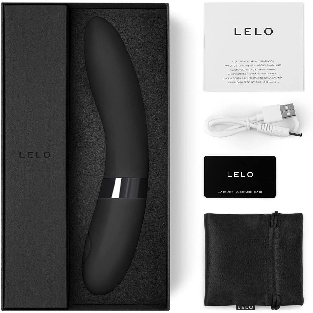 LELO product in packaging with USB cable and warranty card on a white background