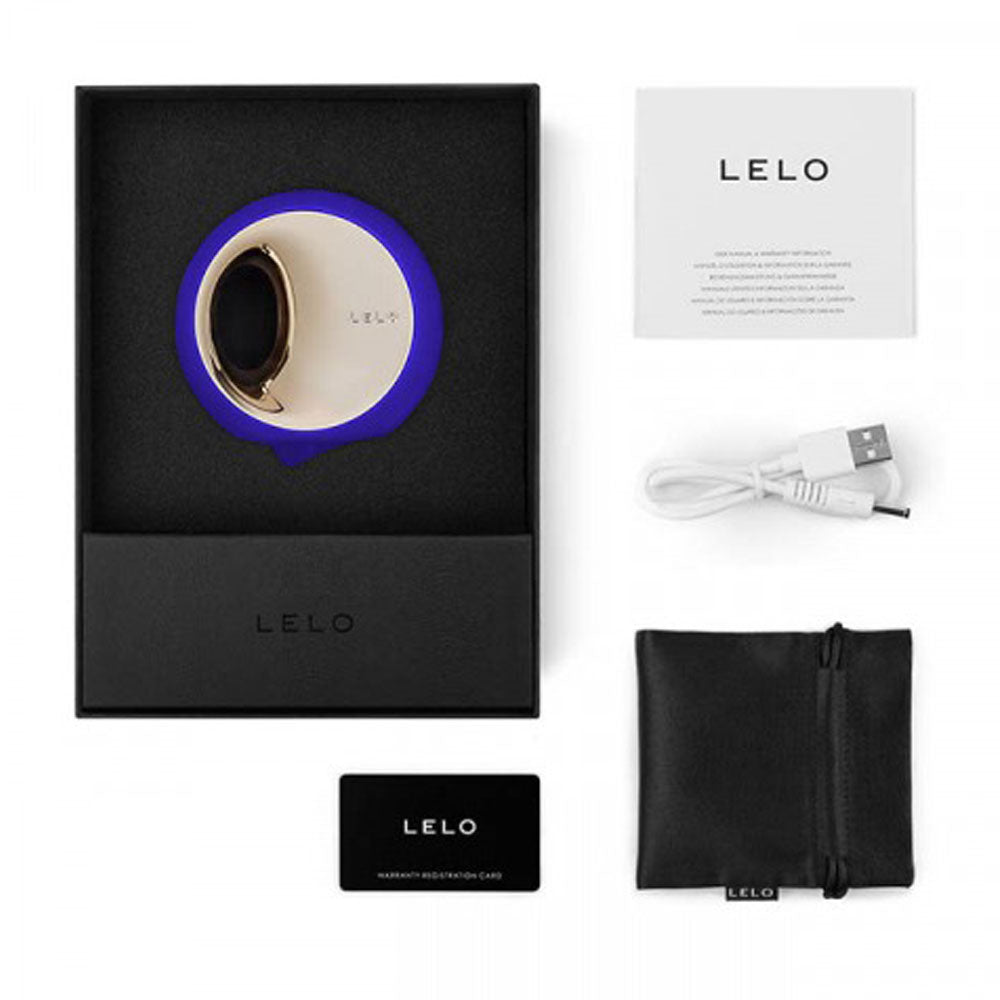 LELO product packaging with accessories on a white background