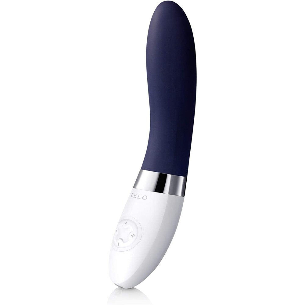 Sexual product with blue top and white base on a white background