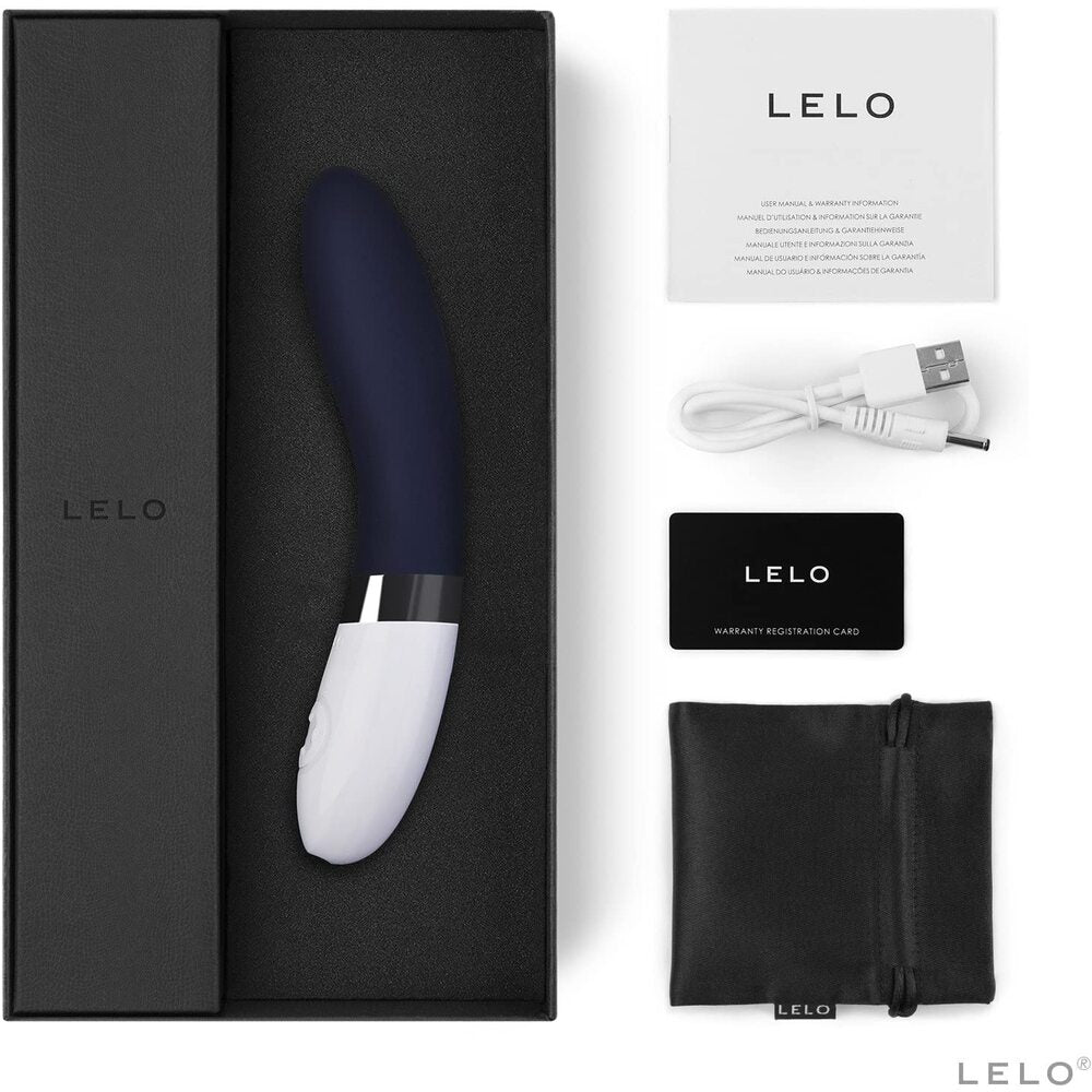 LELO product with packaging, USB cable, and warranty card on a white background