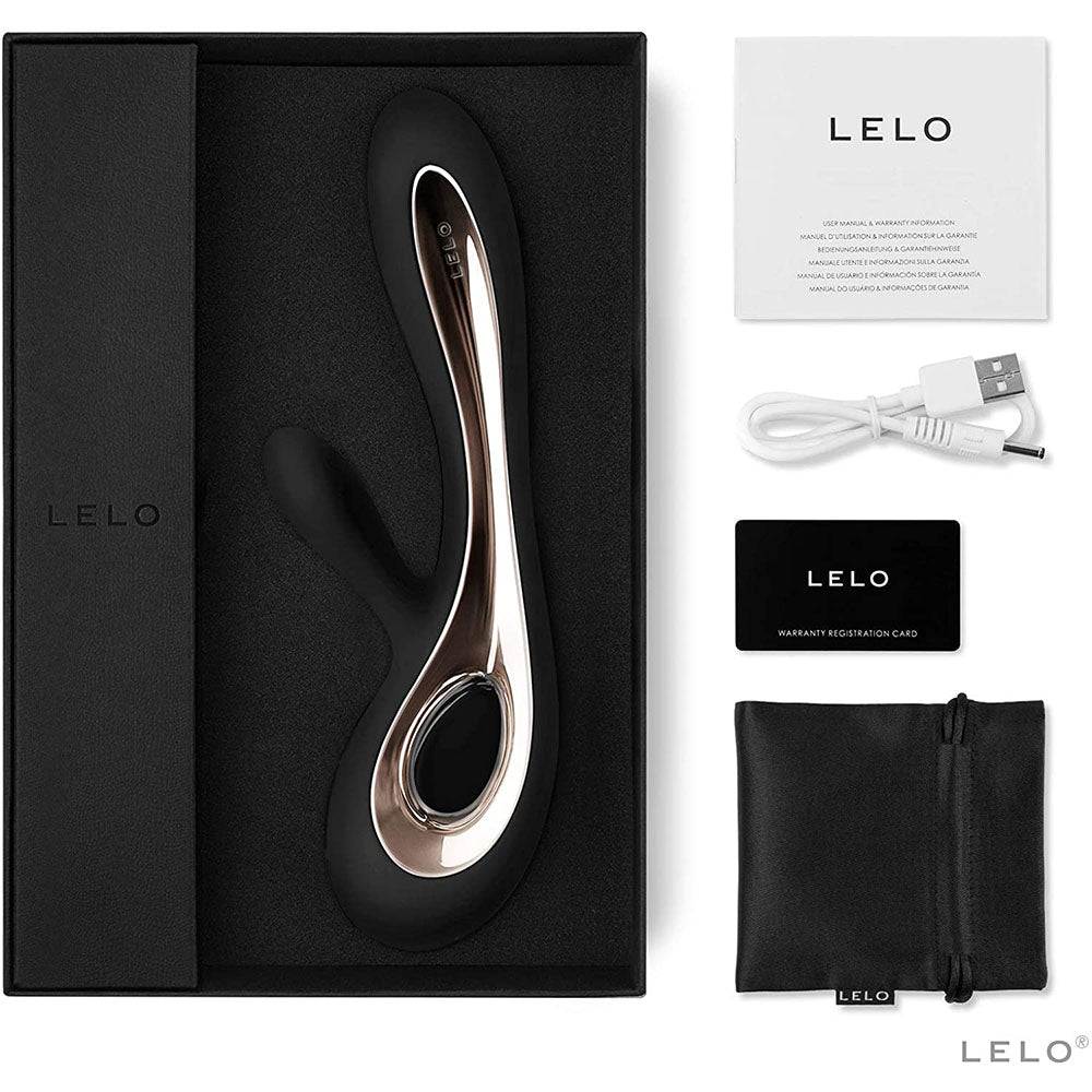 LELO product in packaging with accessories on a white background