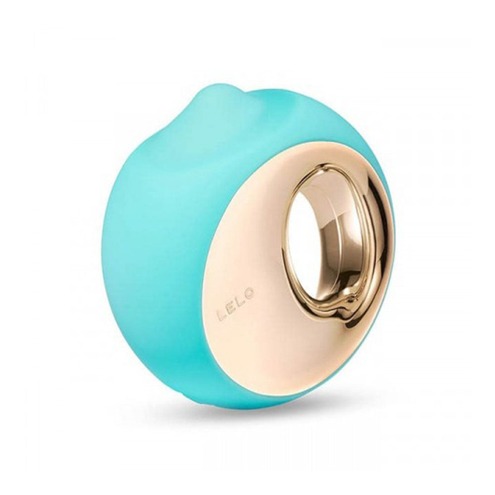 Turquoise silicone ring with gold band on a white background