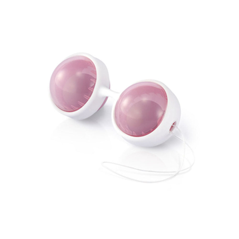 White and pink eye-shaped product on a white background