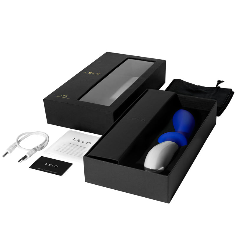 LELO product in a black box with accessories on a white background