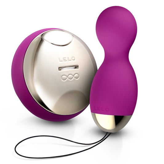 Purple and silver LELO product on a white background