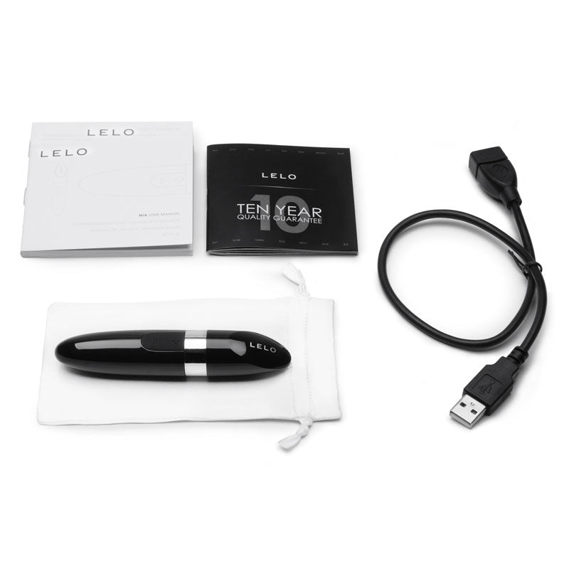 LELO product with packaging, USB cable, and accessories on a white background