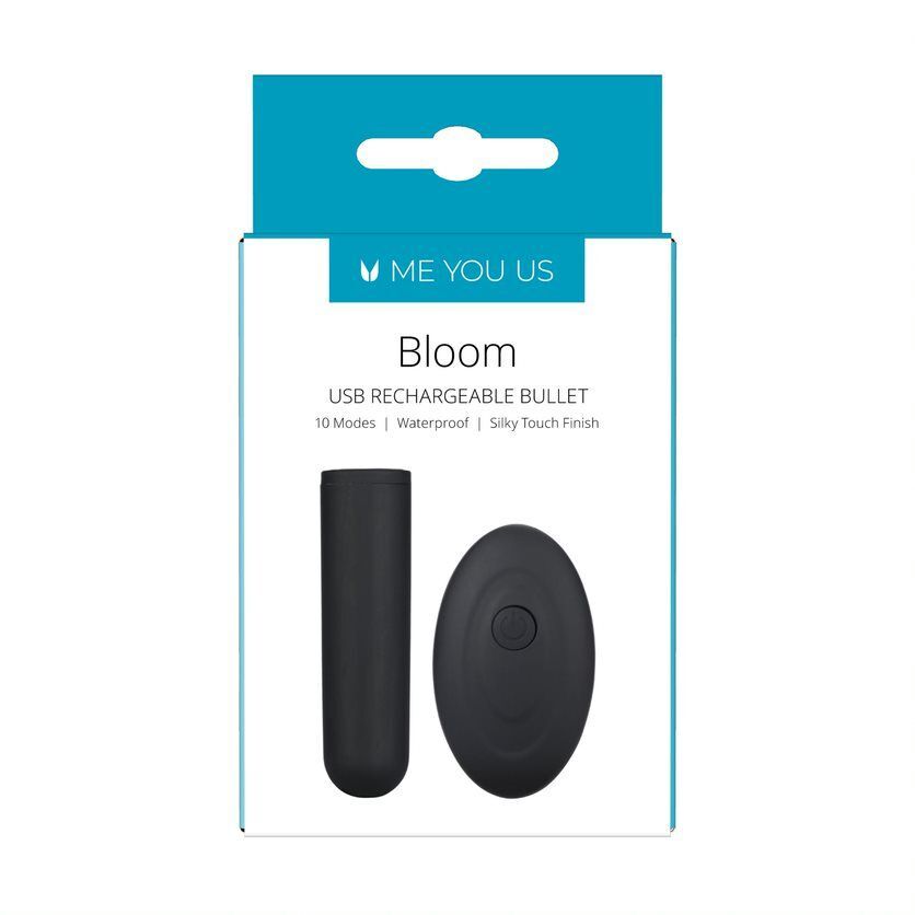 A small, black, bullet-shaped vibrator with a sleek design and a remote control featuring a single button.