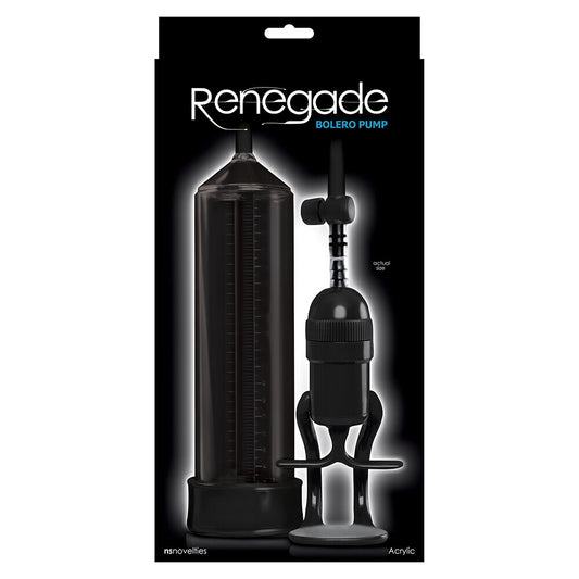 Renegade Bolero Pump packaging with black pump and accessories on a white background
