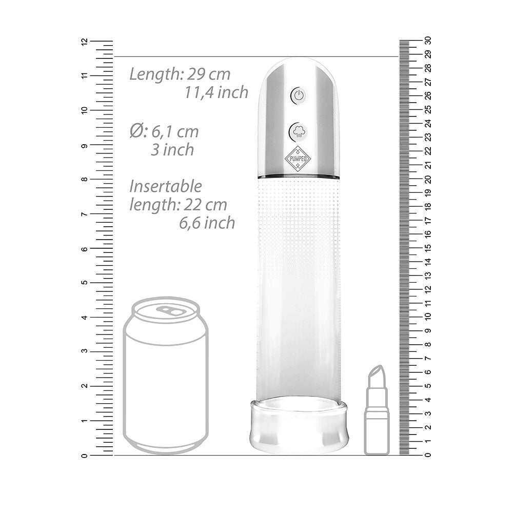 Measurement chart showing the dimensions of a cylindrical object with a ruler on a white background.