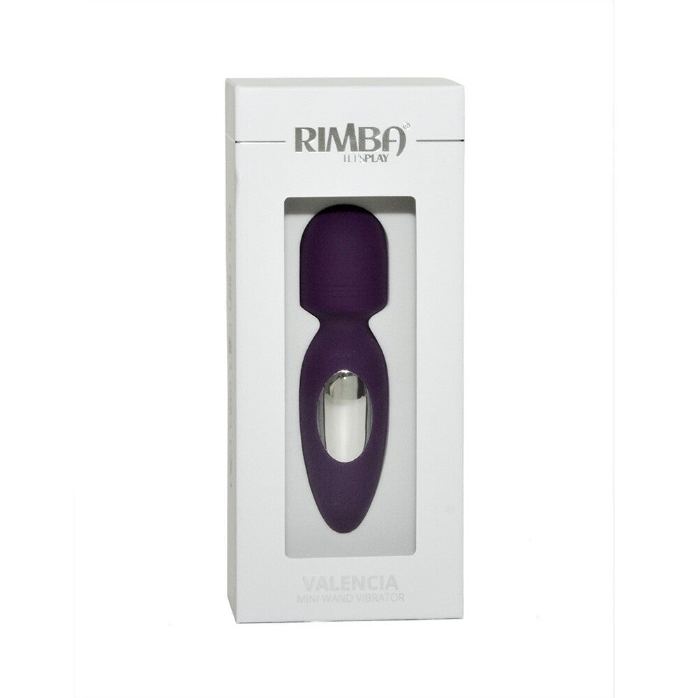 A purple mini wand vibrator with a smooth surface and a white accent on the handle.