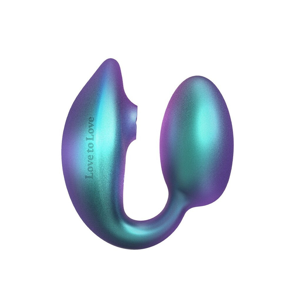 A sleek, green clitoral vibrator with a flapping design and a backlit screen, showing three buttons on the side.