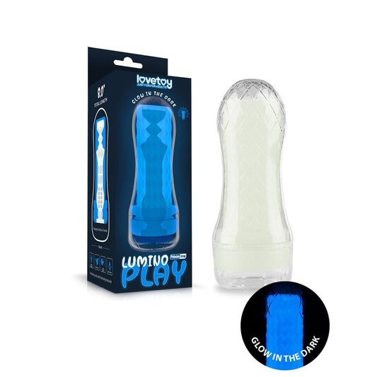 Glow-in-the-dark toy with packaging and 'Lumino Play' branding on a white background.