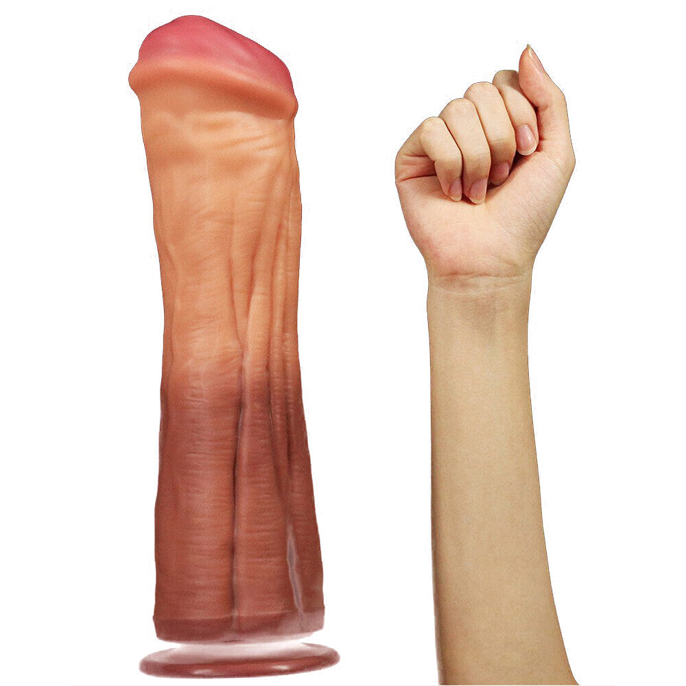 Realistic silicone finger with a hand on a white background