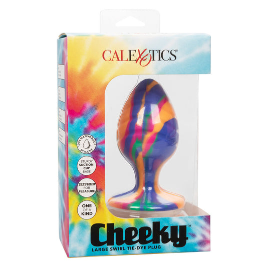 Tie-dye plug packaging with 'Calexotics' branding on a white background
