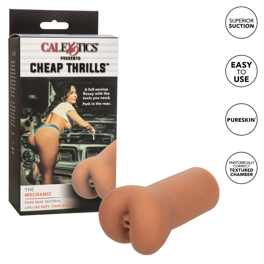 Product packaging for 'Cheap Thrills' with a mechanical-themed design and text on a white background.