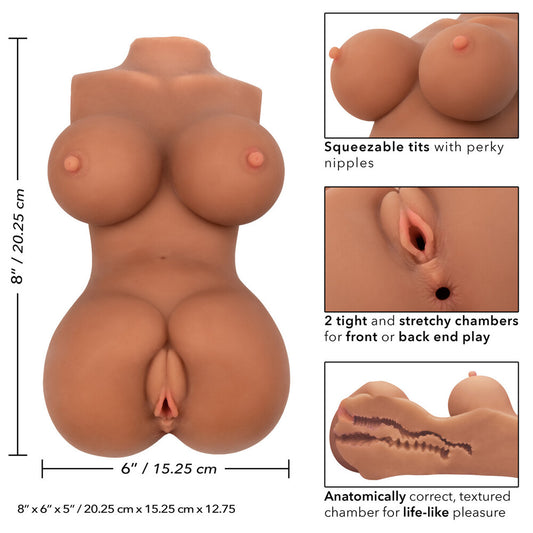 Product with squeezable tits and detailed features on a white background