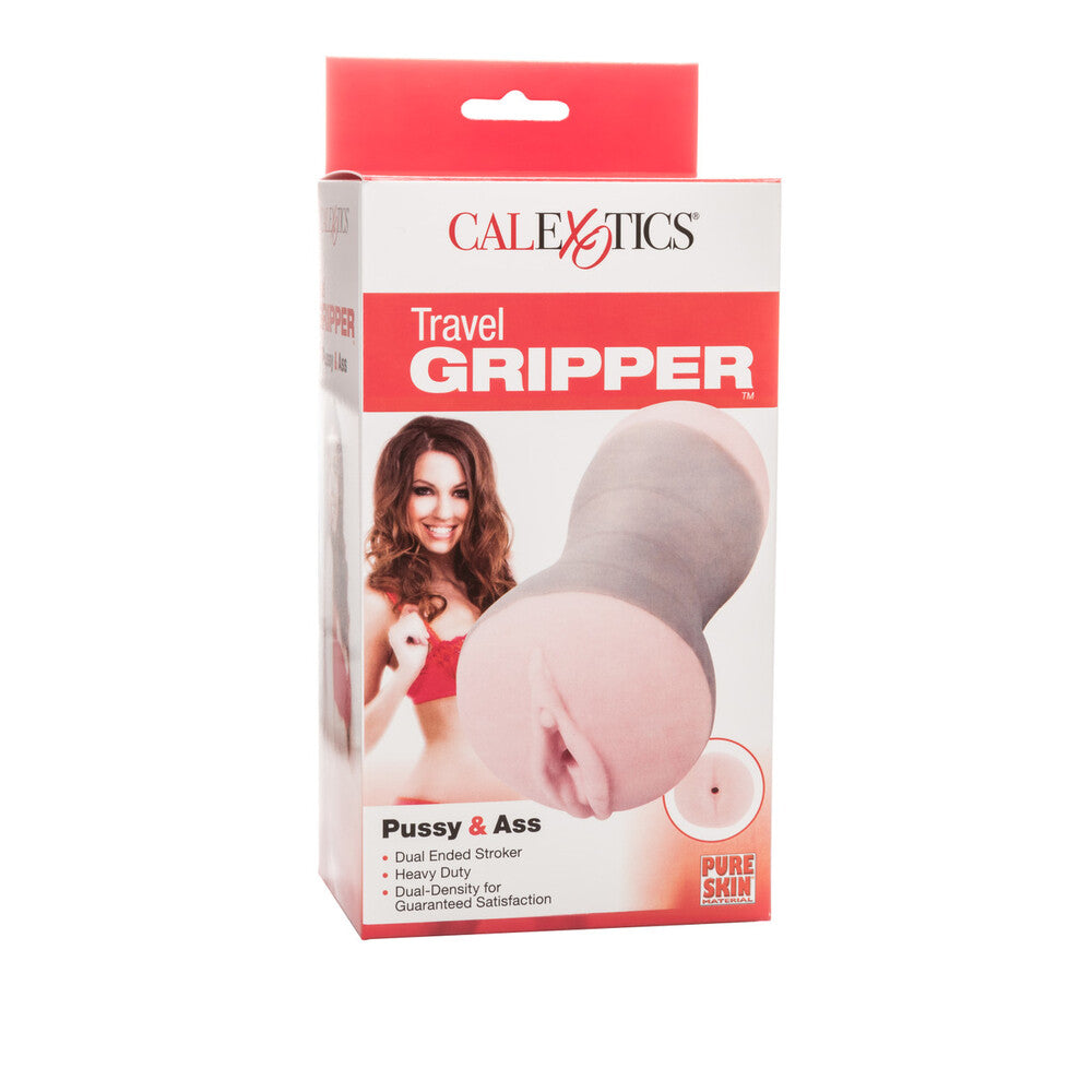 A flesh-pink travel-sized masturbator with a unique design for grip. It has dual-density for enhanced stroking action and a life-like appearance.