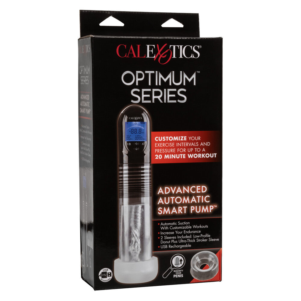 Calexotics Optimum Series Advanced Automatic Smart Pump packaging on a white background