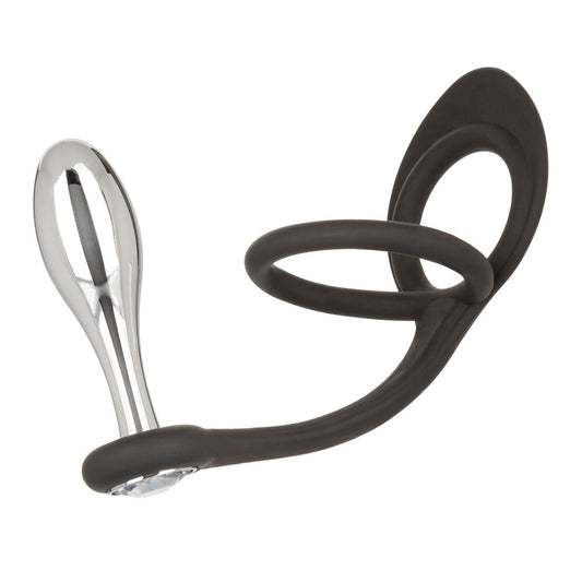 Black and silver cat ear-shaped product on a white background