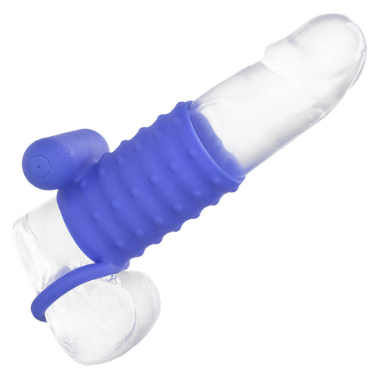 Blue and clear silicone tool on a white background