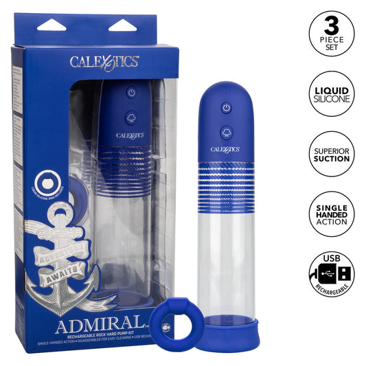 Caleysitics Admiral pump with packaging and features listed on a white background