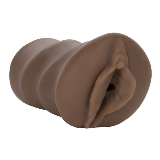 Brown silicone ear-shaped object on a white background