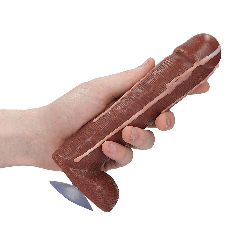A flesh brown bar of soap designed to resemble a penis, with detailed textures and a realistic appearance.