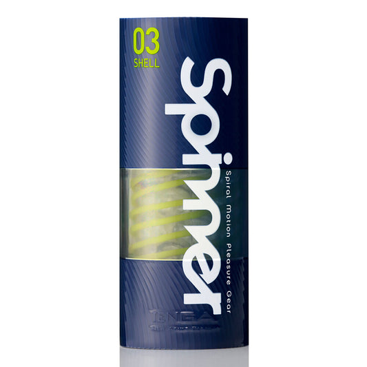 Spinner product packaging with '03 Shell' text on a white background