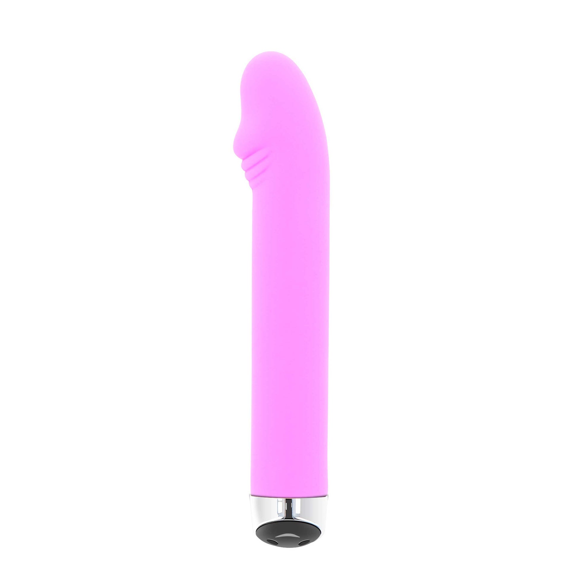 A pink, sleek, and compact vibrator with a rounded tip and a one-touch-button control located at the base. The device is approximately 5.