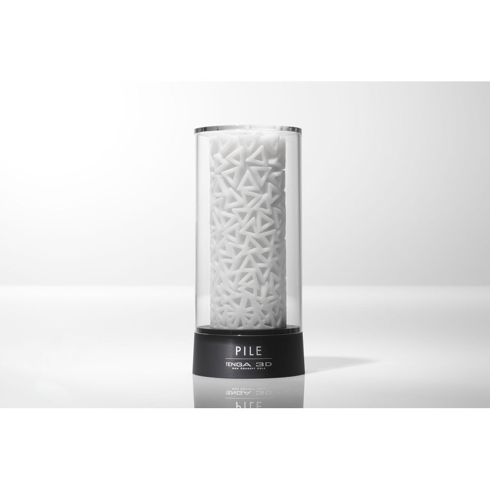 Cylindrical product with geometric design on a white background
