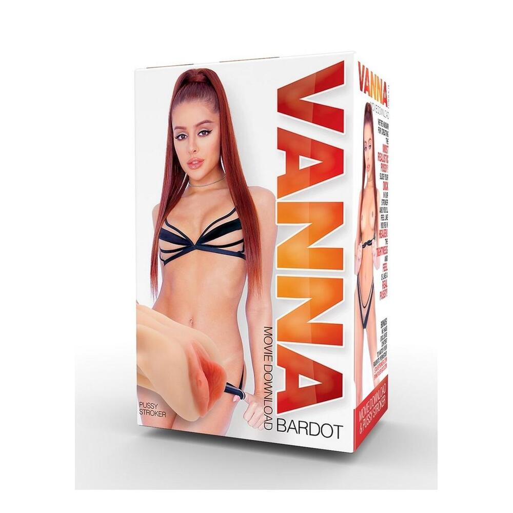 Product packaging with a model in a bikini and 'Vanna' branding on a white background