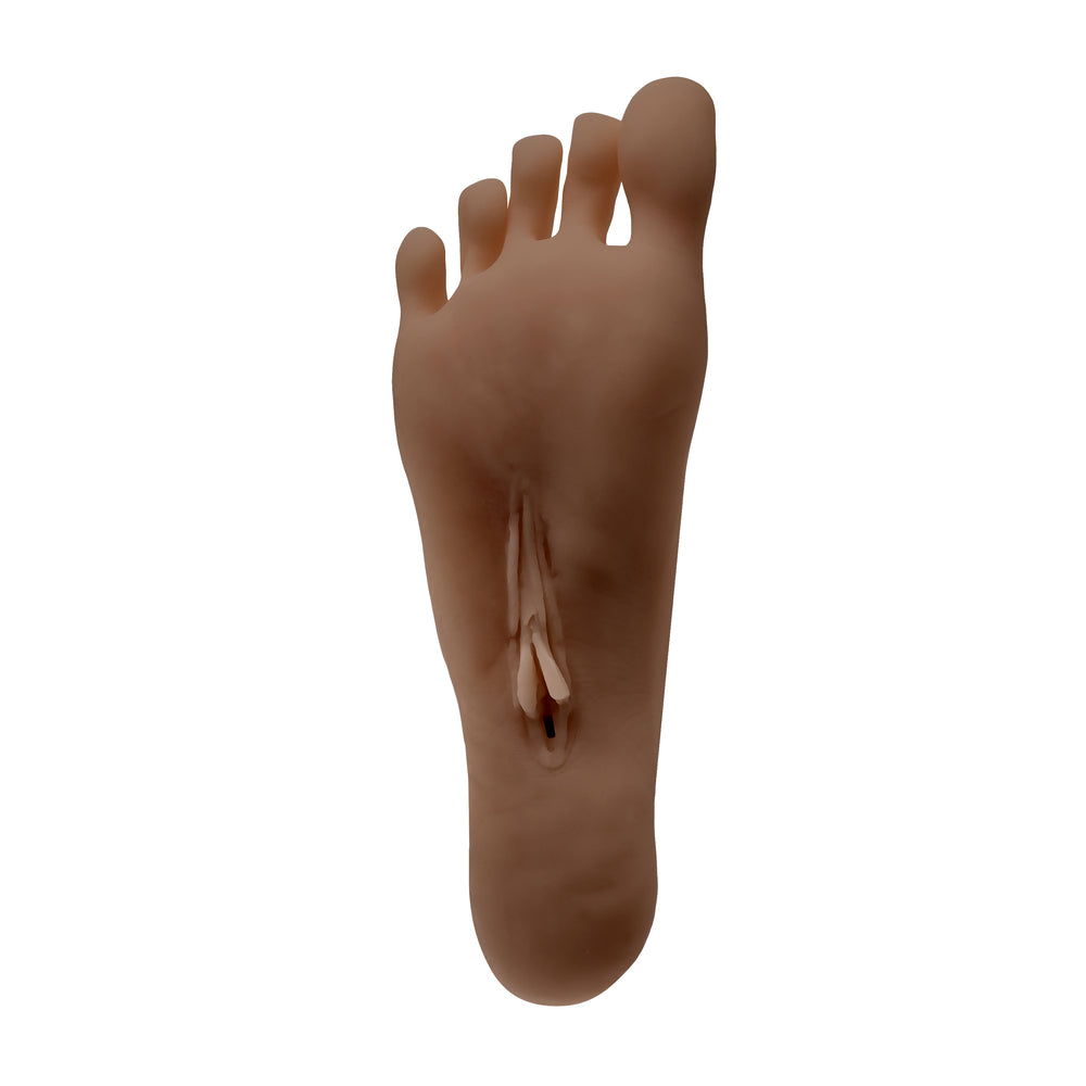 Beige foot model on a white background