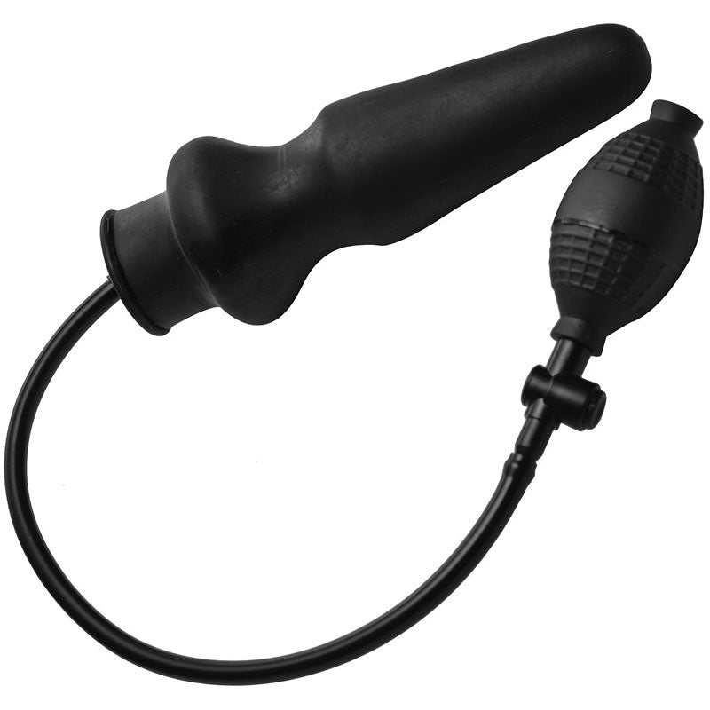 Black bicycle handlebar grip with hose on a white background
