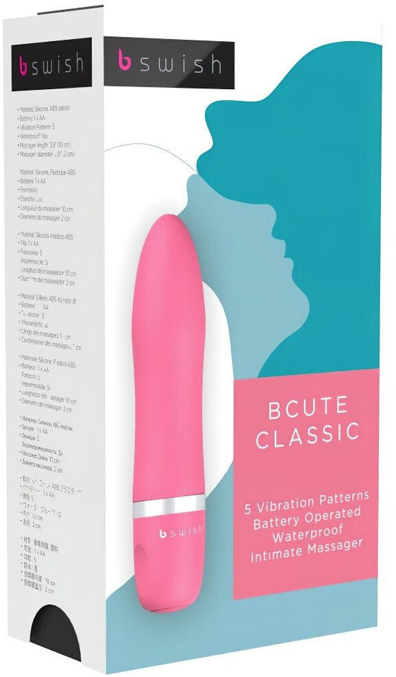 Bswish BCute Classic product packaging with pink device on a blue and white background