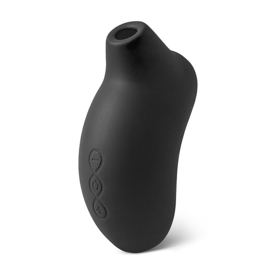Black silicone butt plug with a logo on a white background