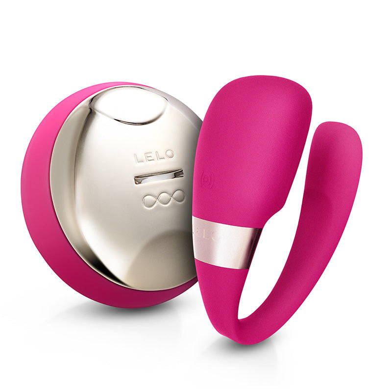 Pink and silver device with 'LELO' branding on a white background