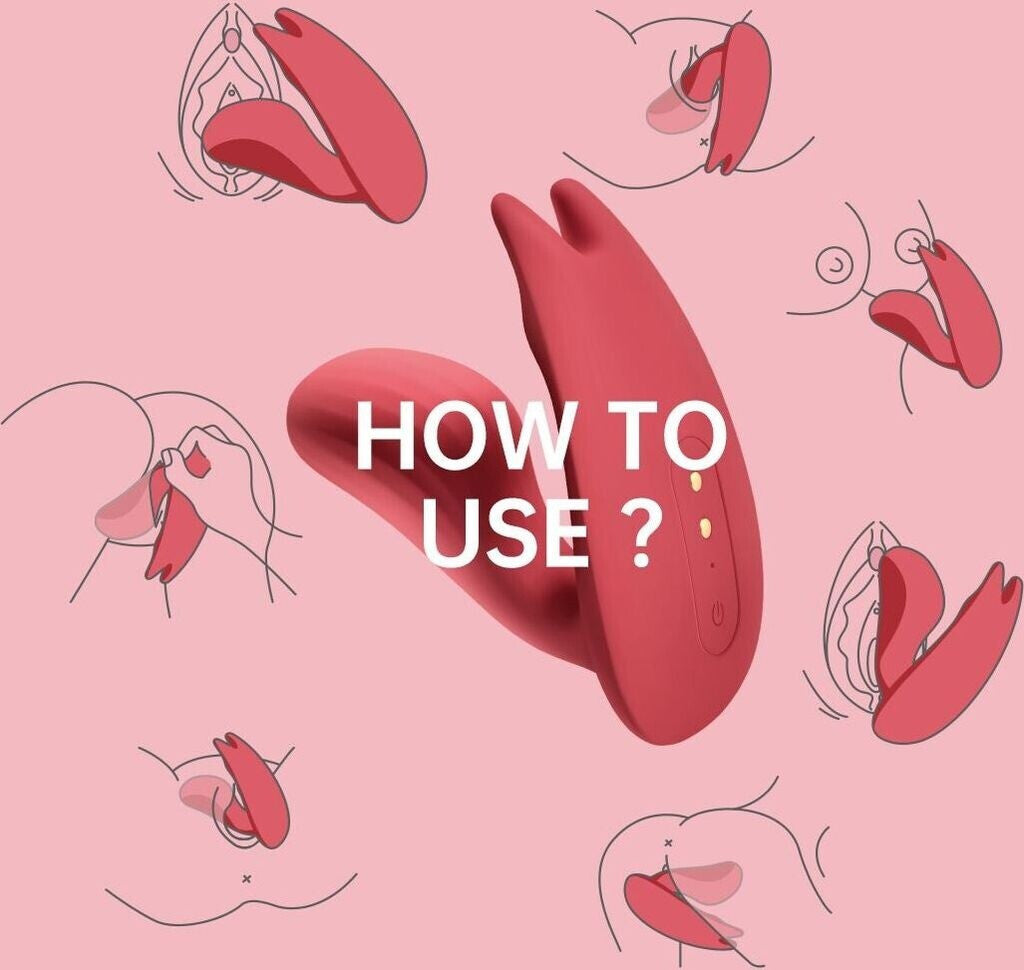 Red anatomical model with 'How to Use?' text on a pink background with illustrations of similar models.