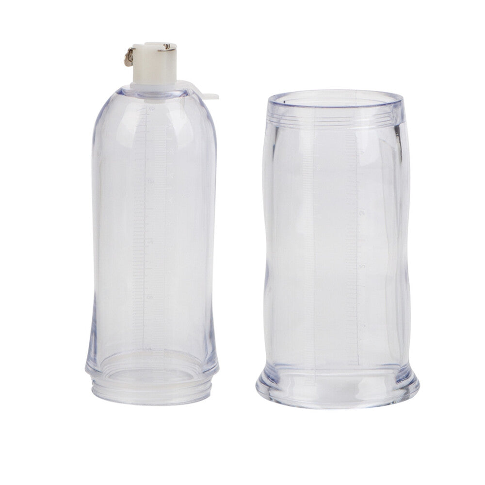 Two clear plastic cups on a white background
