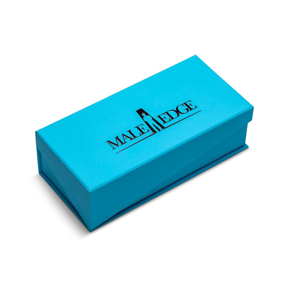 Blue box with 'Male Edge' branding on a white background
