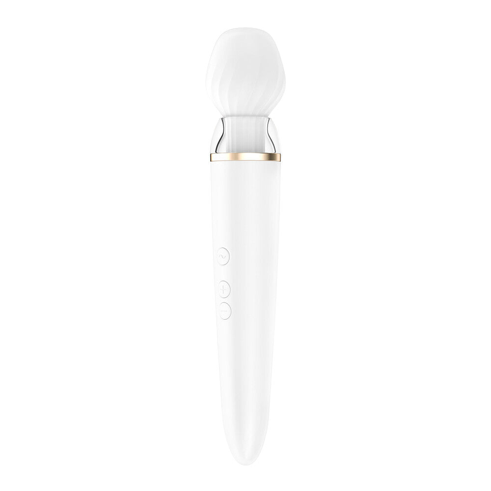 White electronic device with a bulb-like top on a white background