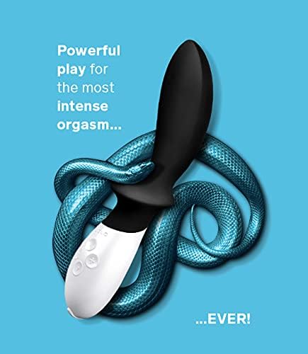 Sexual product with blue snake design on a blue background, text about intense orgasm.