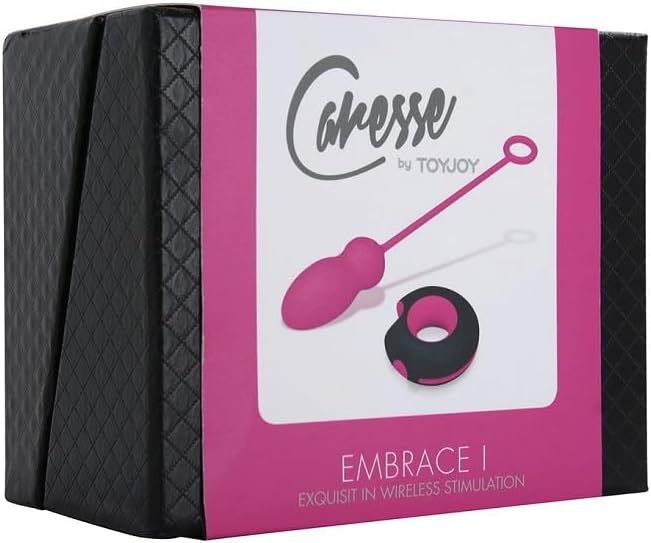 Caresse by ToyJoy product packaging with pink and black design.
